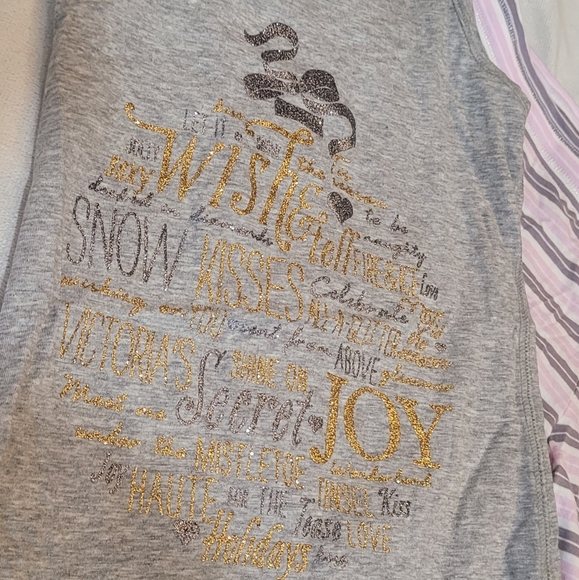 NWT Victoria's Secret Pillowtalk Tank Pajama Pink Gray Gold White Silver Sparkle - Picture 5 of 7